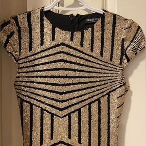 Golden sequin short cocktail dress